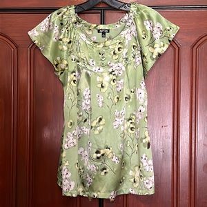 APT 9 Green Floral Print Satin Size Medium
